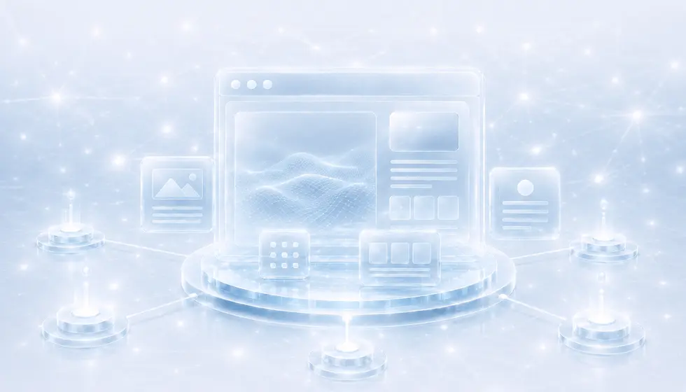 Vernetzte Website und digitale Plattform mit transparenten Benutzeroberflächen